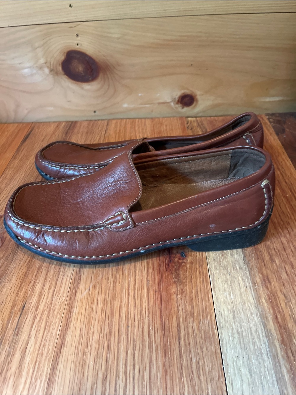 Hush Puppies Brown Leather Slip-On Loafers